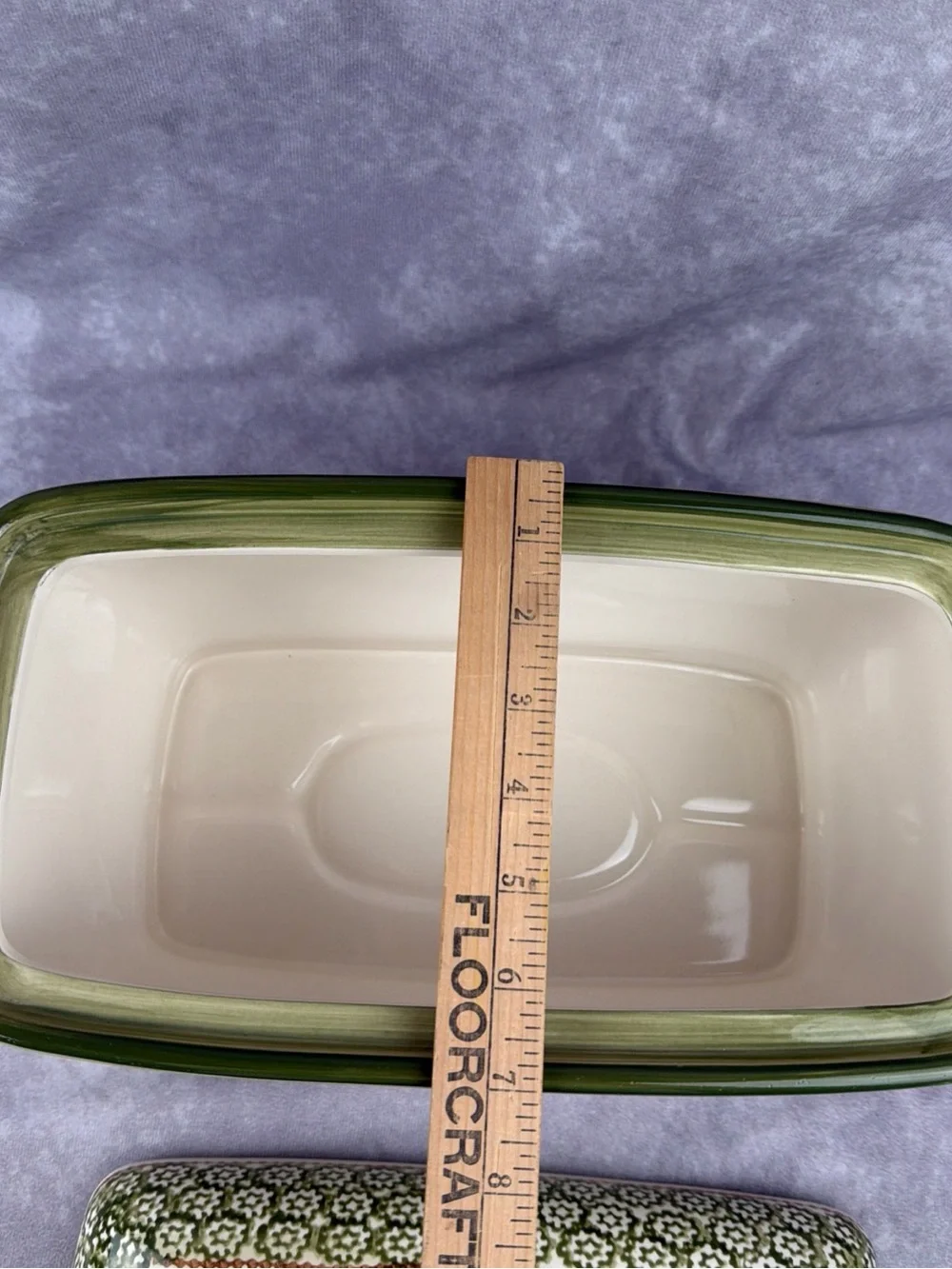 Temp-Tations Old World Green Ceramic Bread Box with Lid Ovenware by Tara